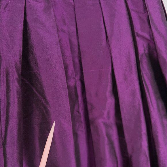 Teri Jon Rickie Freeman Dress Women 6 Purple Silk Shirt Belted Pleated MOB Party - Picture 10 of 14